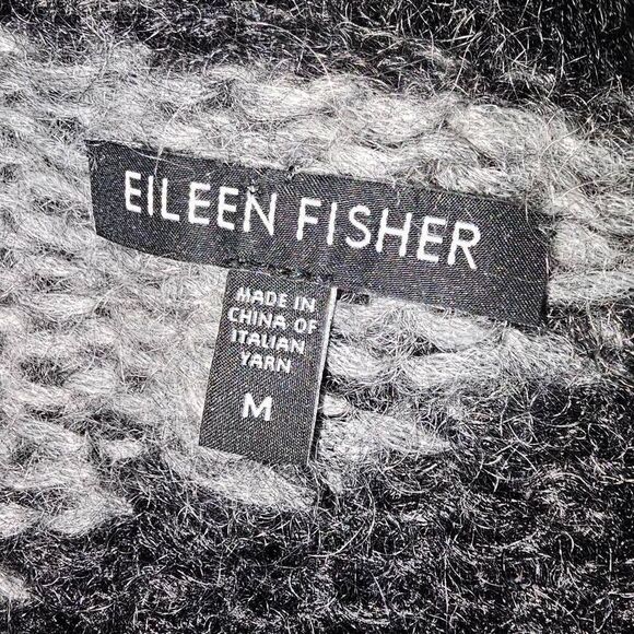 Eileen Fisher Womens Black Gray Mohair Wool Cashmere Blend Tunic Sweater Medium - Picture 4 of 5